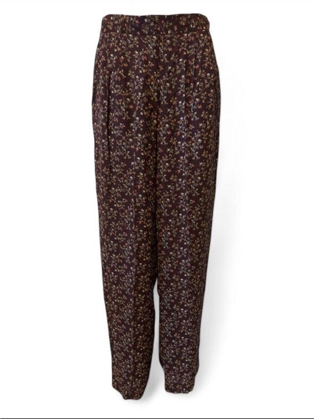 Vintage Breeches Floral High Waist Pleated Tapered Pants Size 10 80’s 90’s